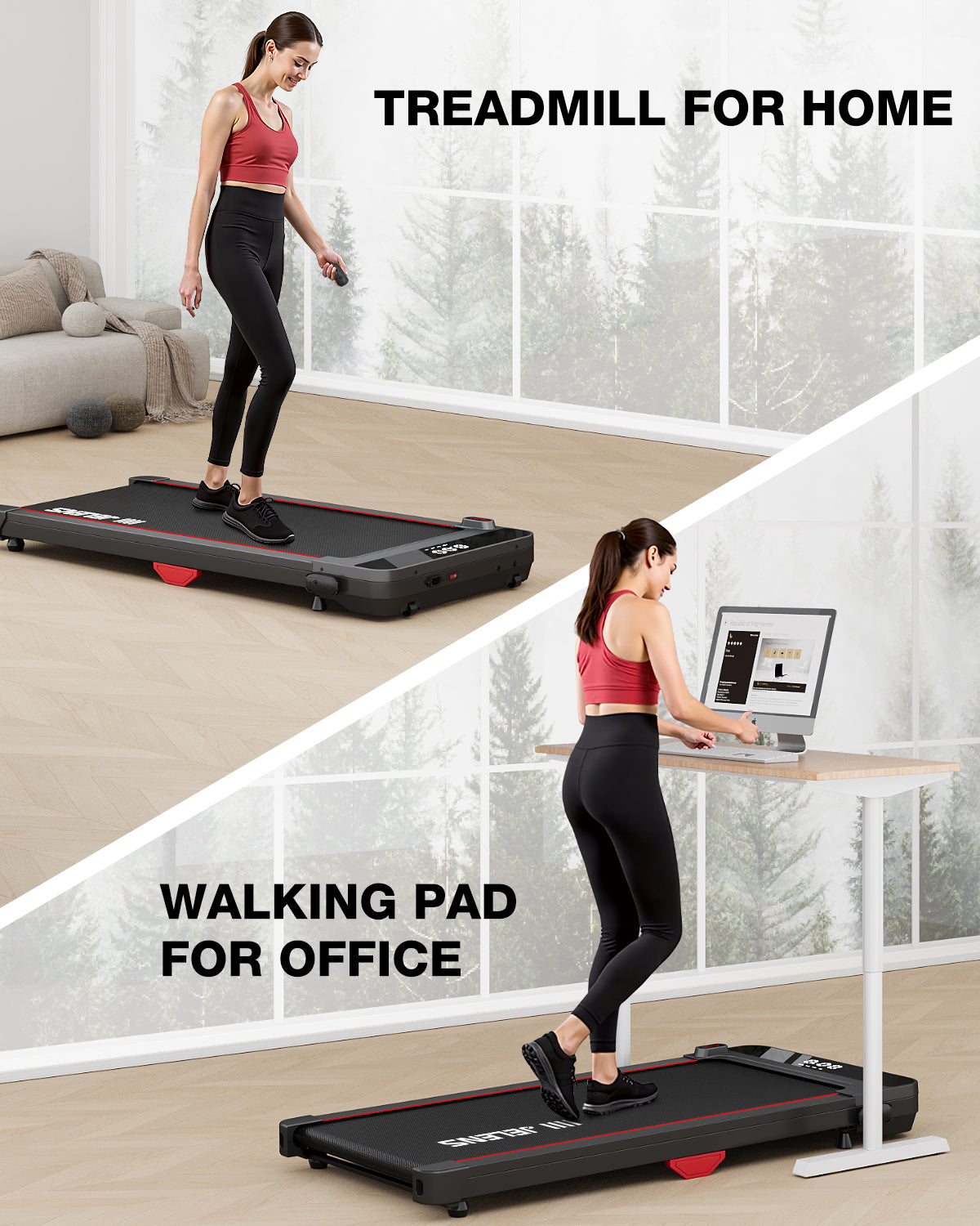 Walking Pad, under Desk Treadmill, 2.5HP Portable Treadmills for Home Office, Walking Jogging Machine with Remote Control, LED Display