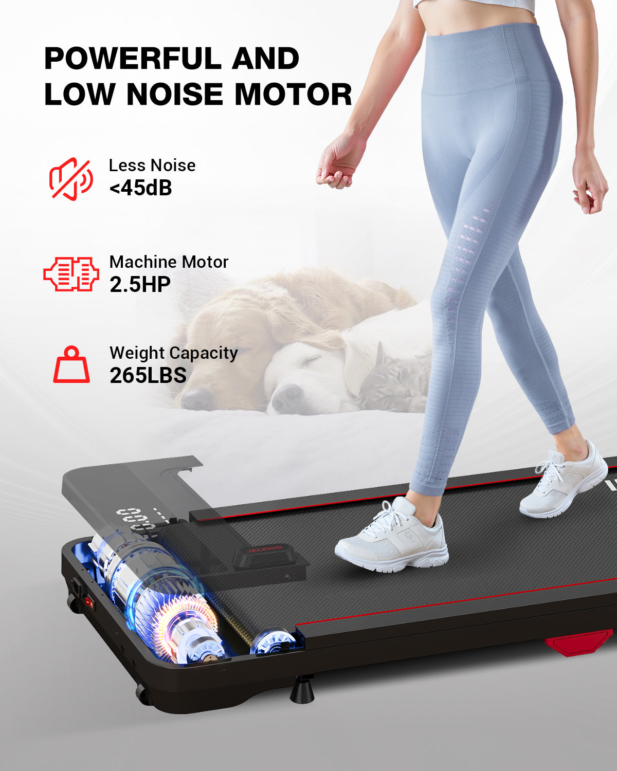 Walking Pad, under Desk Treadmill, 2.5HP Portable Treadmills for Home Office, Walking Jogging Machine with Remote Control, LED Display